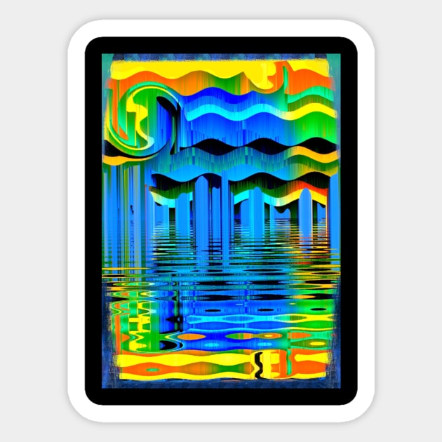 Surf at dawn abstract Sticker by SilverPixieArt